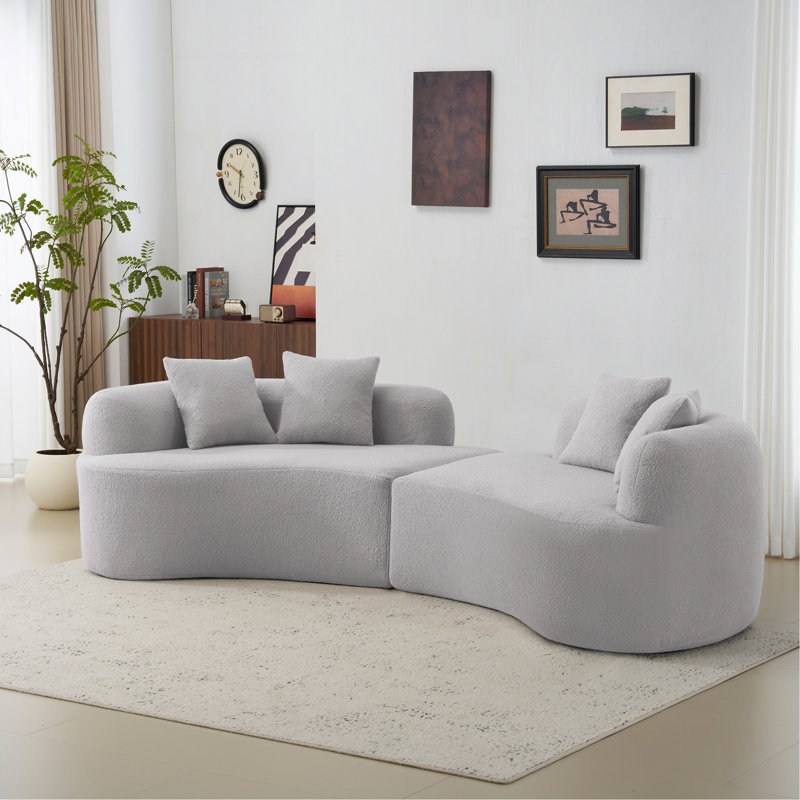 Canapé courbé rembourré pour petits espaces d'intérieur, Gris