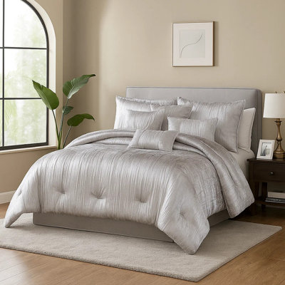 Ensemble d'édredon en tissu argenté 7 pièces 