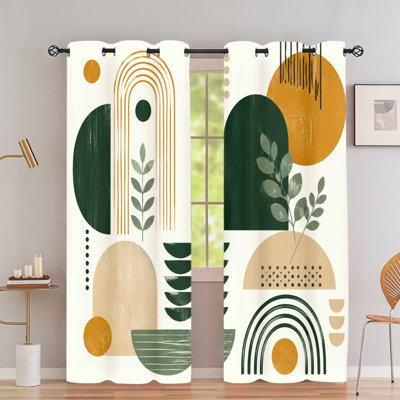 2 PCS rideaux occultants avec œillets, rideaux à motif géométrique abstrait à motif géométrique bohème, isolation thermique, réduction du bruit, protection de la vie privée, obscurcissement des pièces pour la chambre à coucher, cuisine, intérieur, décoration intérieure