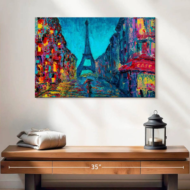 Ravi Paris abstrait nuit, H 16 po x l 24 po