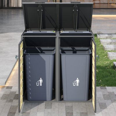 Garden Waste Bin Storage Box With Hinged Lid