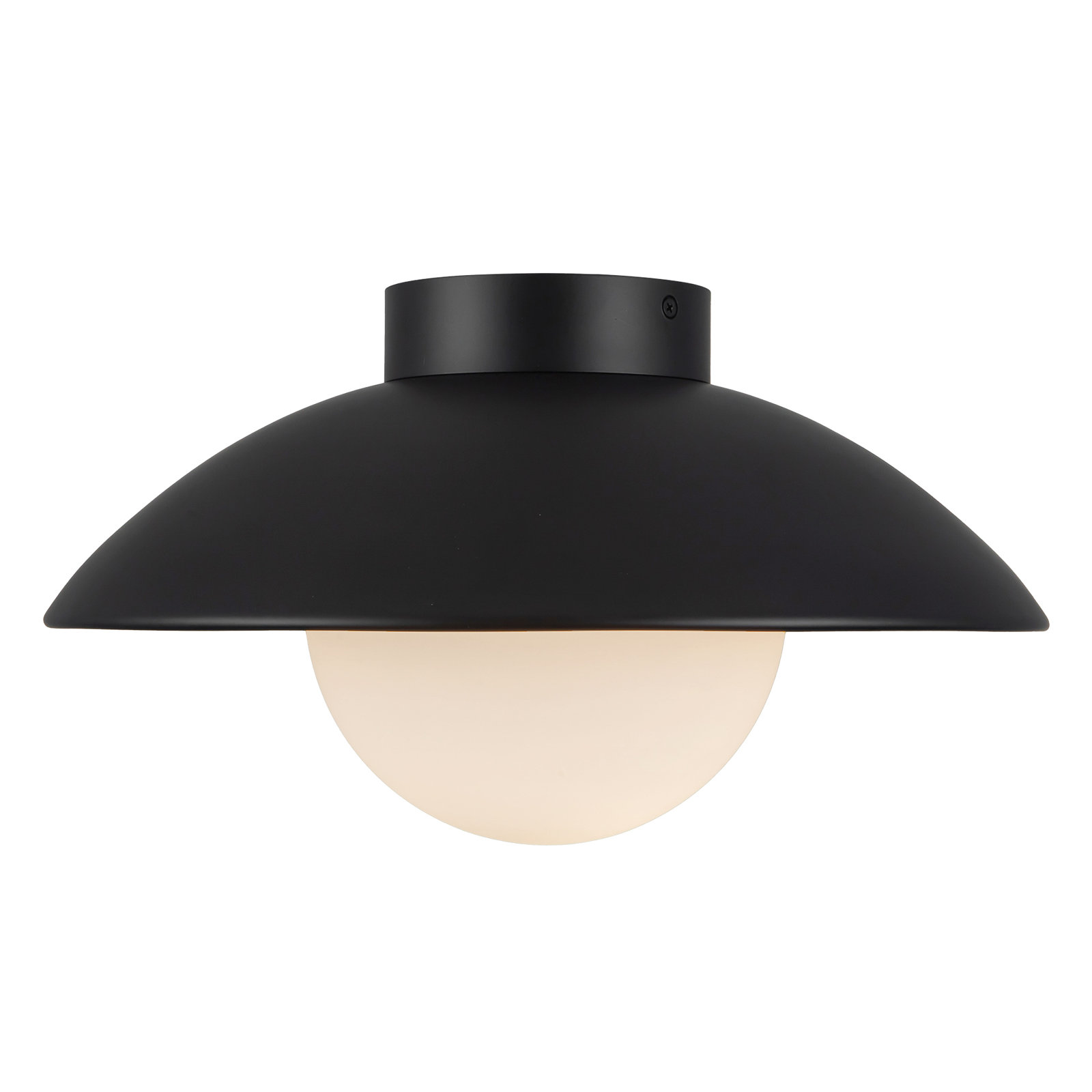 Mire 15-in Semi-Flush Mount with Opal Glass, Black/Opal Glass