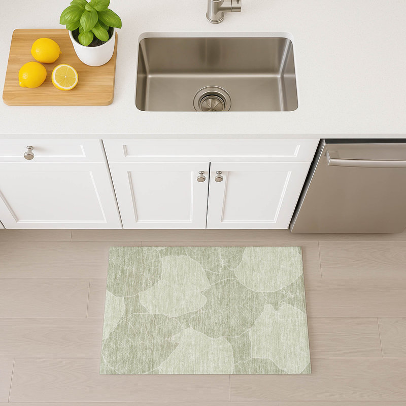 Machine Washable Indoor/Outdoor Chantille ACN2506 Floral Rug, Rectangle 1'8" x 2'6", Celery