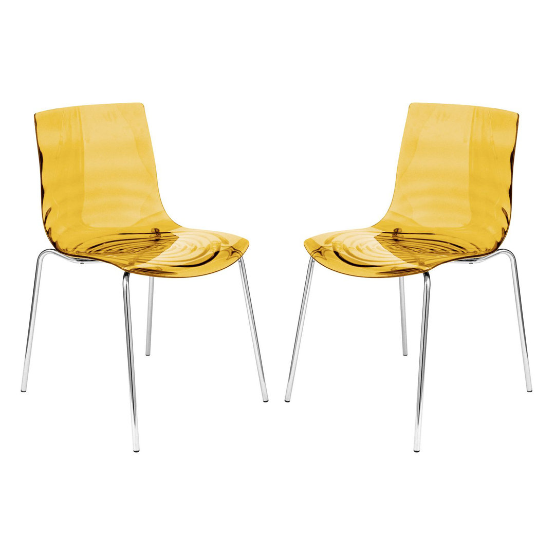 Minelli Dining Side Chair with Water Ripple Design and Chrome Legs (Set of 2) Ivy Bronx 