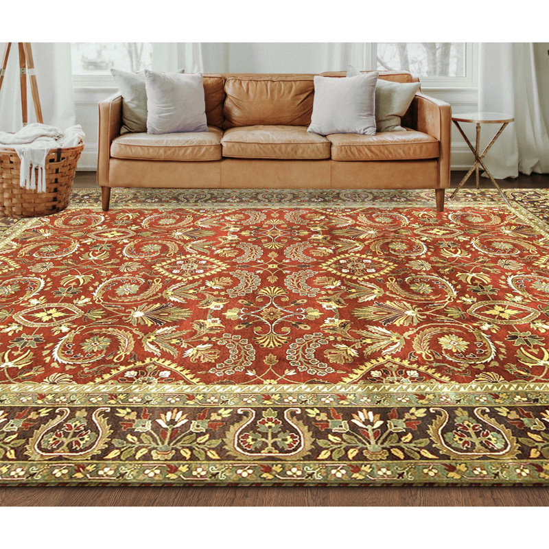 High-Quality Hand-Knotted Wine And Plum Area Rug