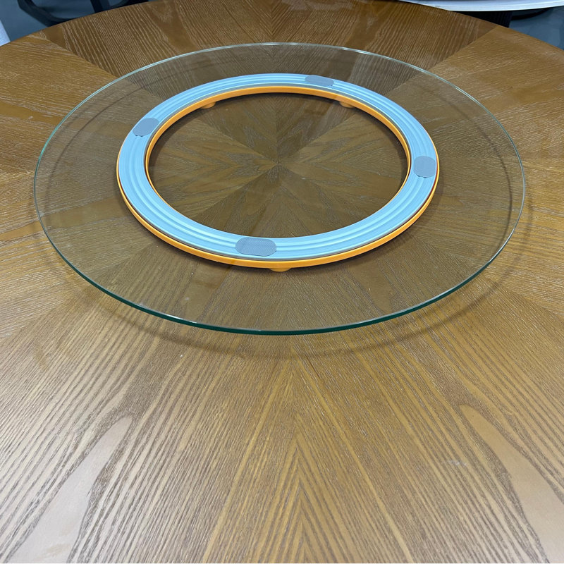 Plateau tournant sandwich en verre trempé, H 0,47 po x l 23,62 po x P 23,62 po, Clair