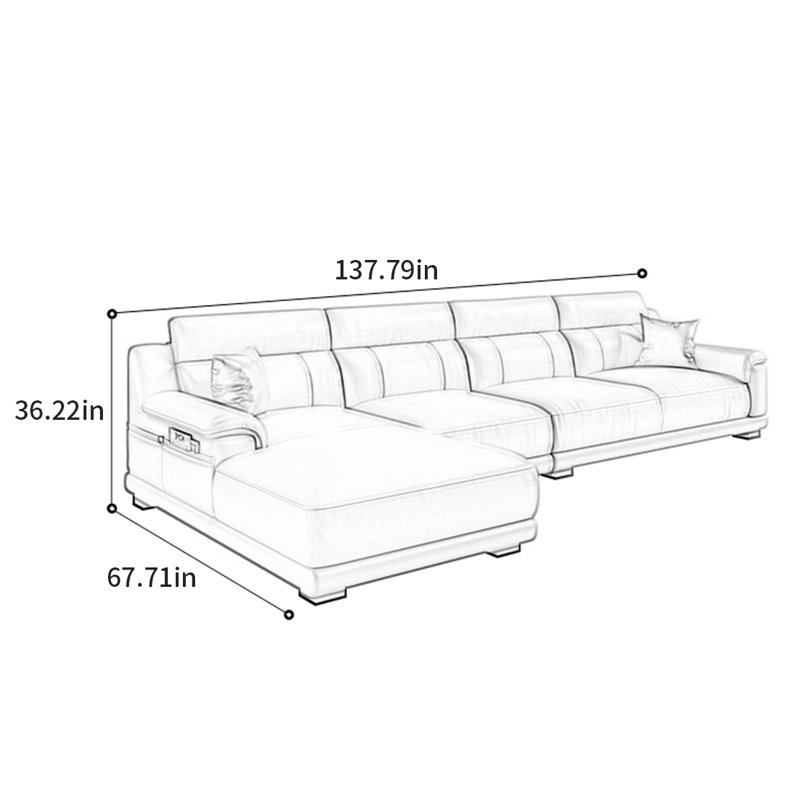 Canapé nordique luxueux et simple, H 36,22 po x l 137,79 po x P 67,71 po