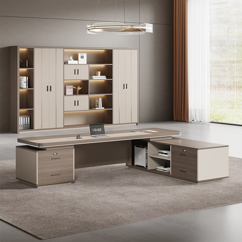 Bureau de direction 94,49 "moderne en L brun pour bureau, H 29,53 po x l 94,49 po x P 62,99 po