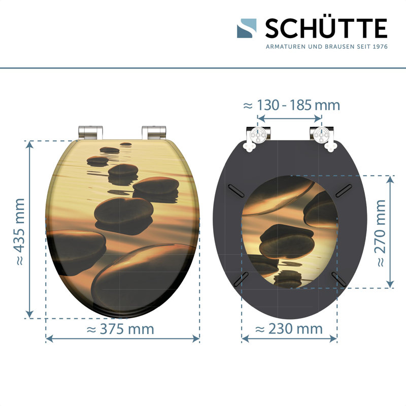 Schütte Toilet Seat Solid Wood MDF Brown, Grey/Yellow