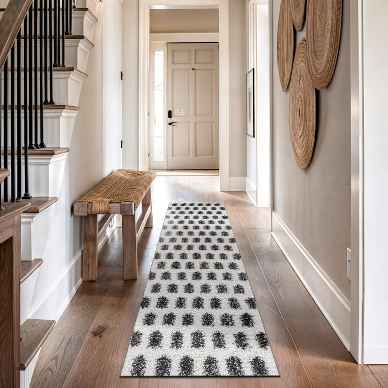 Tapis à poils longs scandinave gris anthracite à poils mi-longs, doux au toucher, facile d'entretien