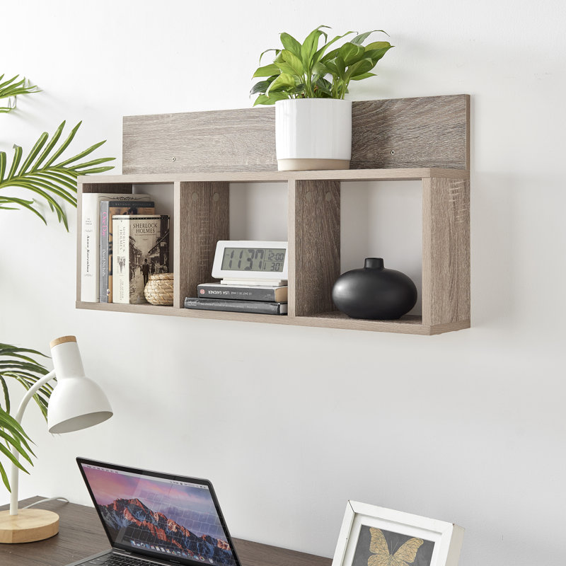 Mcneil 3-Cubby Manufactured Wood Wall Shelf, Weathered Oak