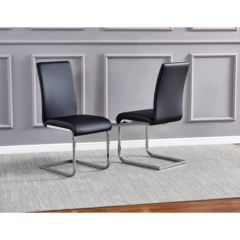 Chaise d'appoint rembourrée Steelman, Noir, Argent