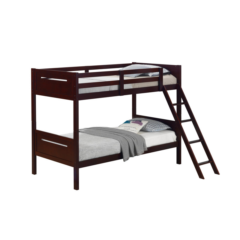 Littleton Bunk Bed with Built-in Ladder, Twin Over Twin, Espresso