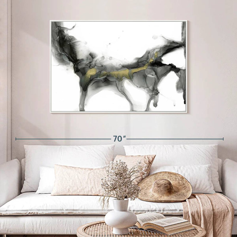 Golden Precipice II, 46 po x 31 po, Cadre flottant blanc