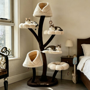 Plush & Sisal Flower-Shaped Cat Tree With Multi-Level Perches, Condo & Scratching Posts, Modern Cat Tower For Large Cats & Indoor Play