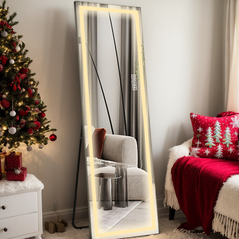 Large miroir de plancher avec lumières