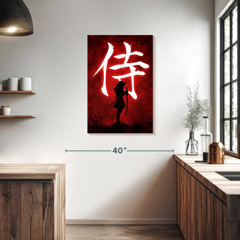 Leisha Samurai On Red, 36" H x 24" W