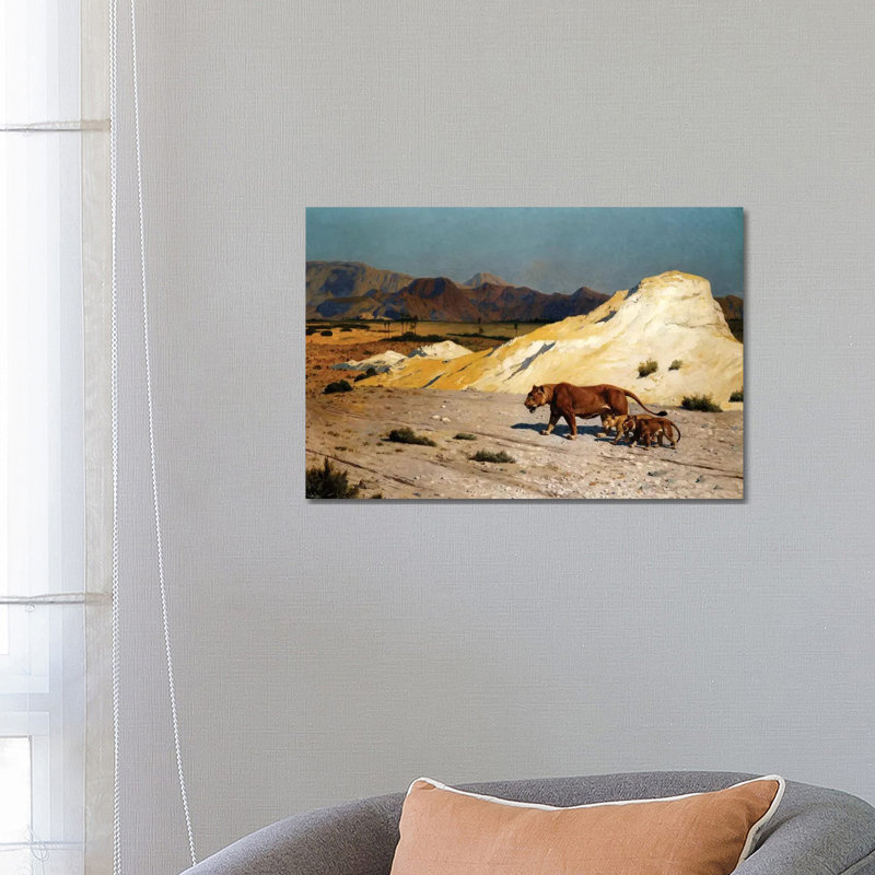 Lioness and Cubs; Lionne Et Lioceaux 1 Piece Wrapped Canvas Wall Art, 45.72cm H x 66.04cm W x 1.91cm D