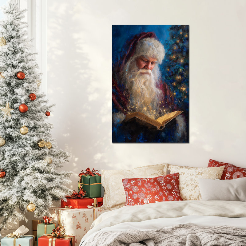 Décoration murale encadrée Bryd - père Noël, toile de Noël rétro, art mural pour salon, fêtes de fin d'année, impressions sur toile, 20 x 30 po