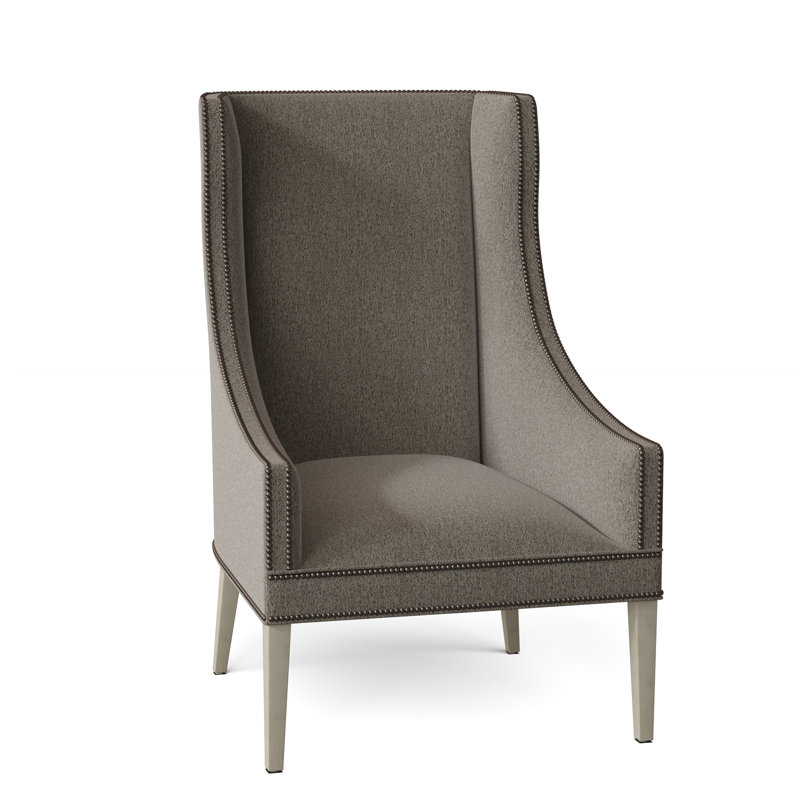 Fauteuil à oreilles 28,25 po Frances, Laiton brillant, 9508 polypropylène / oléfine fumée, Noisette