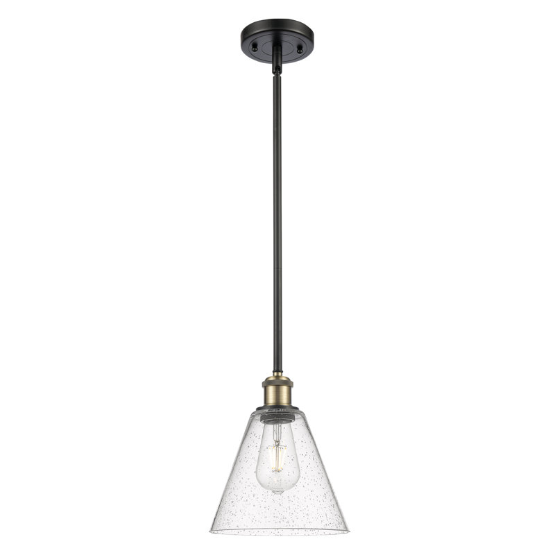 Luminaire suspendu conique à 1 lumière Gratia, Ampoule non incluse, Laiton antique noir, H 12,75 po x l 12 po x P 12 po