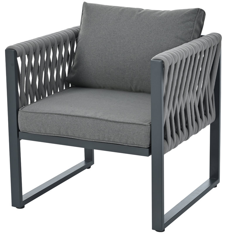 Rust-Resistant Outdoor Sofa Set With Thick Rope & High-Density Cushions