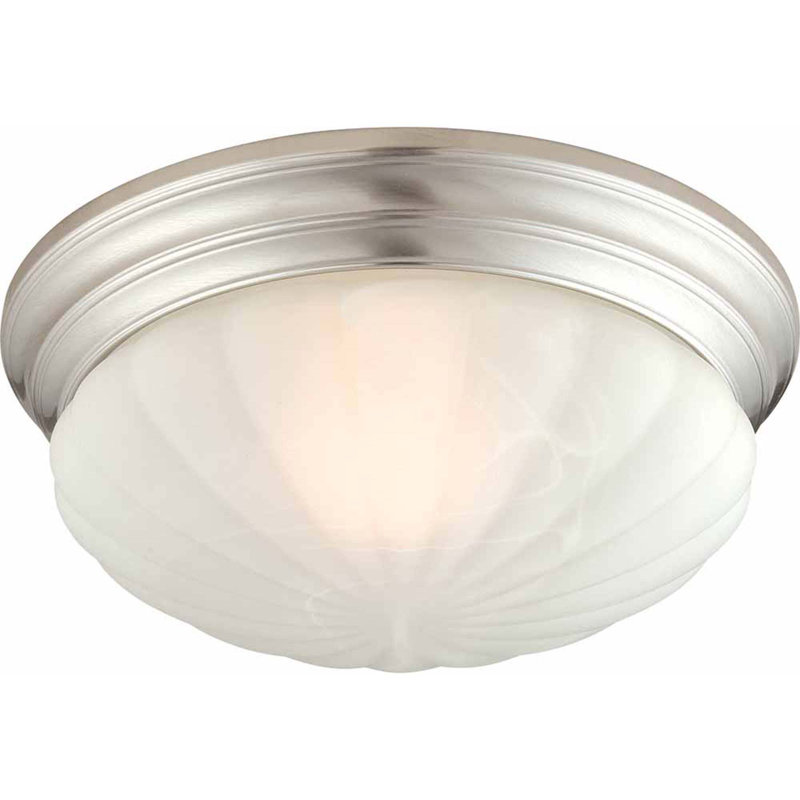 Keyah 1-Light 11"W Brushed Nickel Fluorescent Flush Mount with Alabaster Melon Glass Twist On Shade