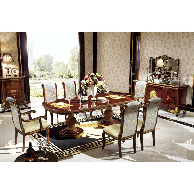 9 - Piece Dining Set, Brown/Dark Gold