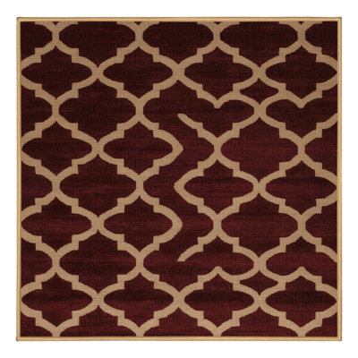 Machine Washable Trellis Brown Area Rug