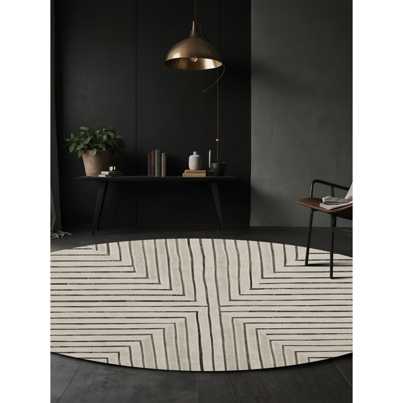 Tapis gris lavable à la machine GSIX03645, Rond 6 pi