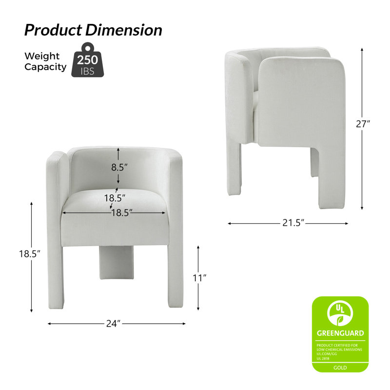 Braien Low Back Arm Dining Chair, Ivory