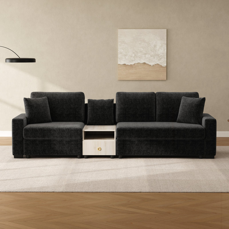 Canapé modulaire rembourré 111,8 po, Tissu noir