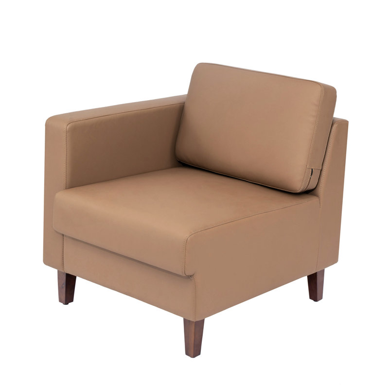 Commercial Modular Left Arm Chair With AC And USB And USB-C Chargers, Tan