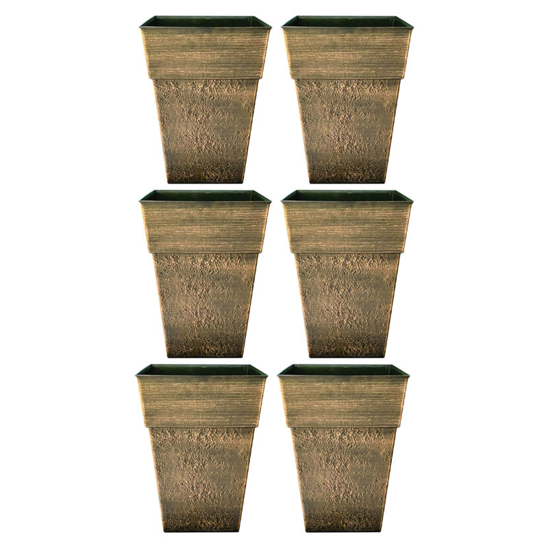 Avino 16 Inch Square Flower Planter Pot, Celtic Bronze (6 Pack)