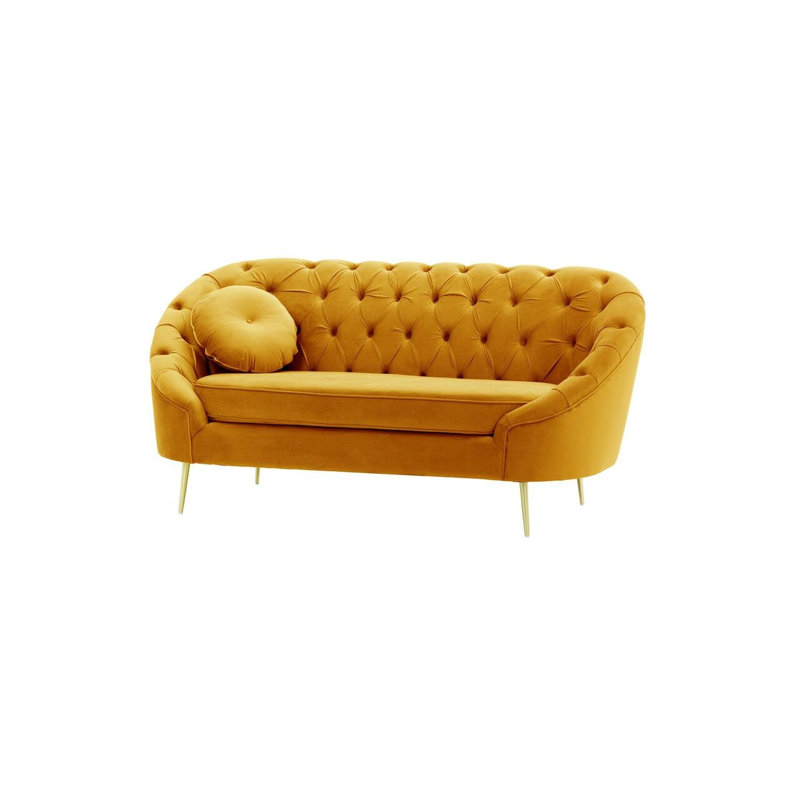 Bariaa 2 Seater Velvet Sofa, Yellow