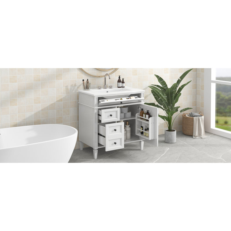 Modern Bathroom Storage Cabinet with 2 Drawers and a Tip-out Drawer