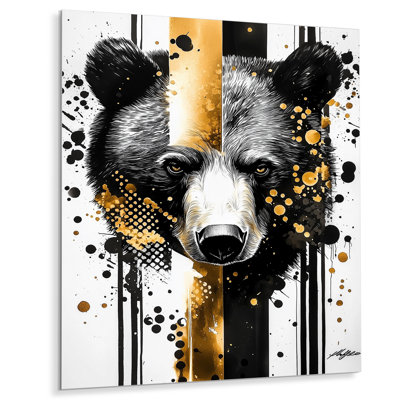«Modern Grizzly Bear Portrait», décoration murale animaux en métal, impression en métal