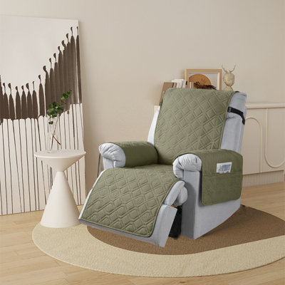 Recliner Cover, Waterproof Recliner Chair Covers With Elastic Straps & Pocket, Non-Slip Washable Slipcover For Pets