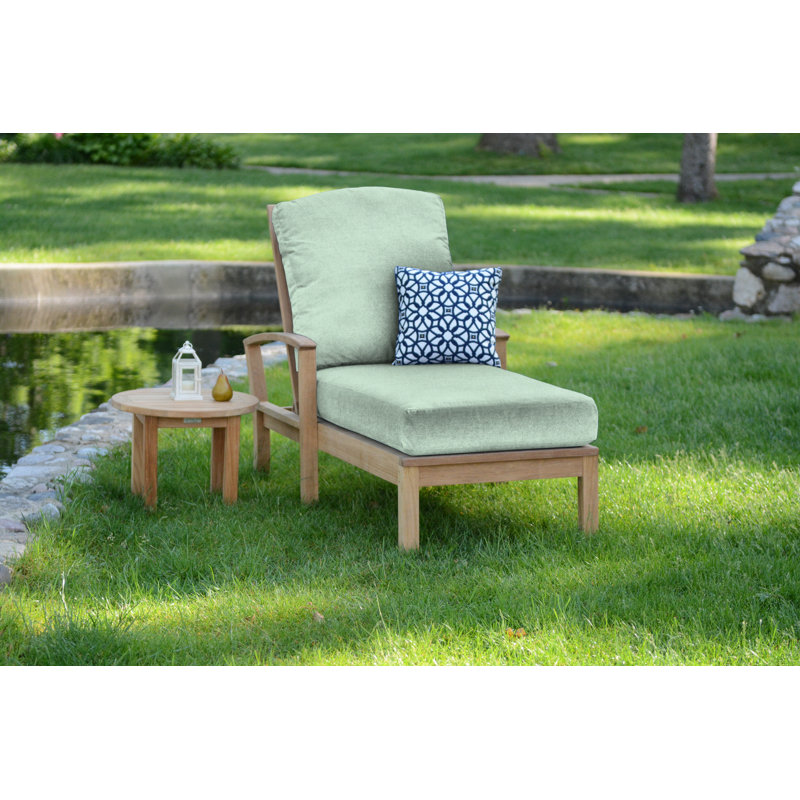 St. Lucia Outdoor Teak Chaise Lounge, Canvas Spa Sunbrella® Canvas