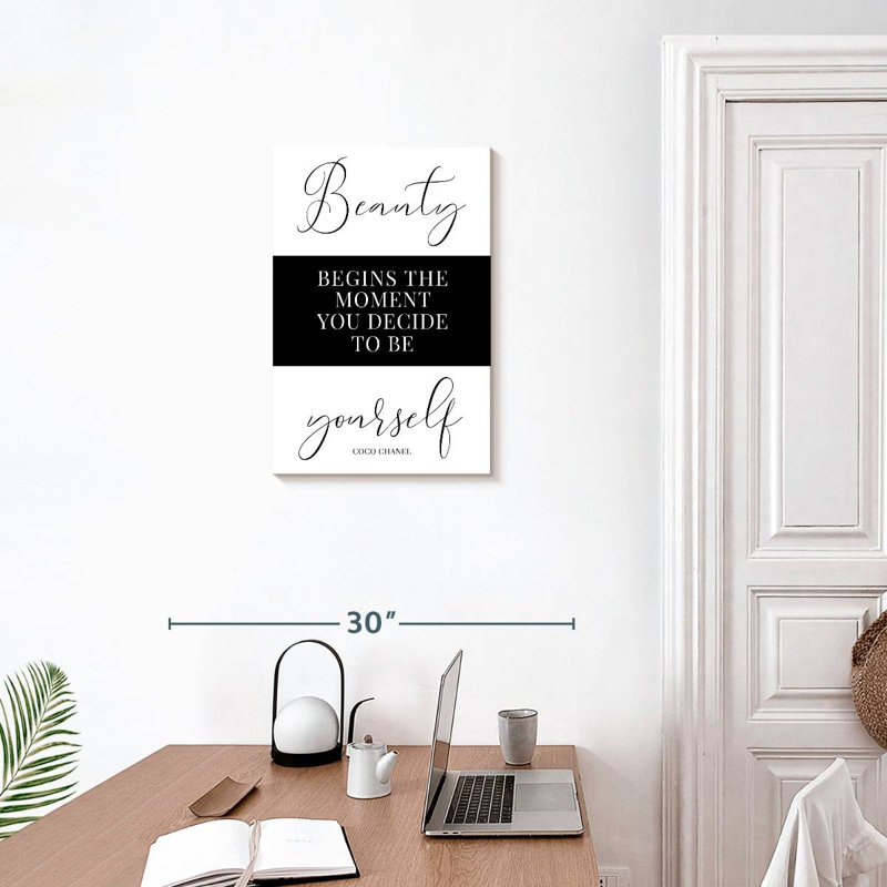 «Beauty Quotes Where Beauty Begins», reproduction sur toile, H 24 po x l 16 po x P 1,25 po