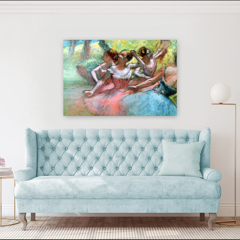 Quatre ballerines sur scène - Affiche d'art mural contemporain abstrait impressionniste, H 40 po x l 60 po