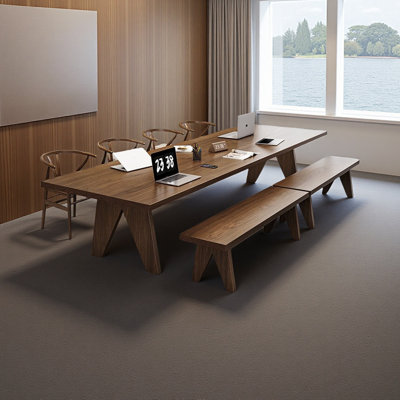 Modern V-shaped wooden table legs conference table by George Oliver