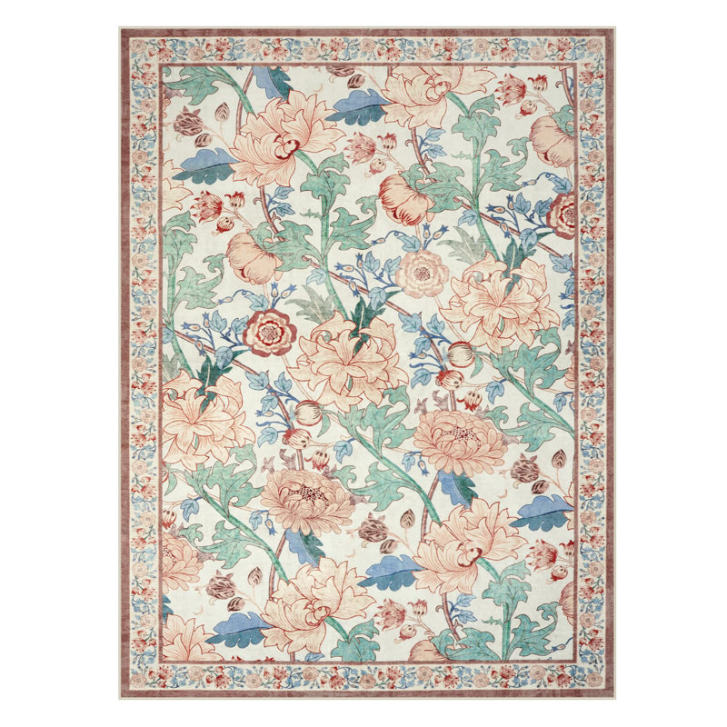 Tapis antidérapant à motif floral Kaldi, Rectangle 5 pi x 7 pi