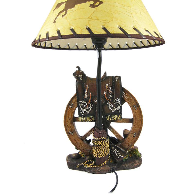 Lampe de table Western Saddle avec abat-jour imprimé Cowboy