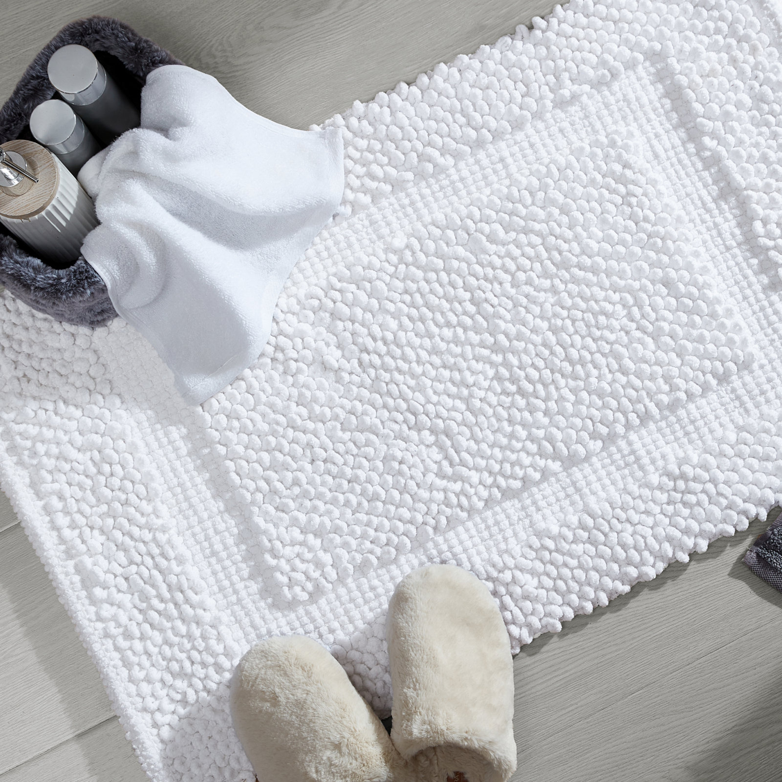 Payten Classic Cotton Bath Mat, Single - 17"W x 24"L, White