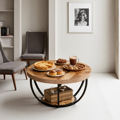 Table ronde à 2 niveaux, table de voeux en bois, petite table de bureau