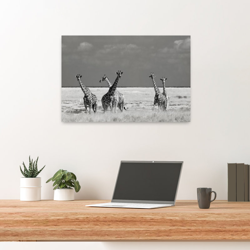 Art girafe sauvage sauvage, paysage contemporain, H 16 po x l 24 po