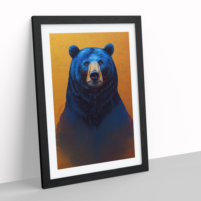 Stupendous Bear - Single Picture Frame Painting, 64cm H x 46cm W x 2cm D, Black Framed