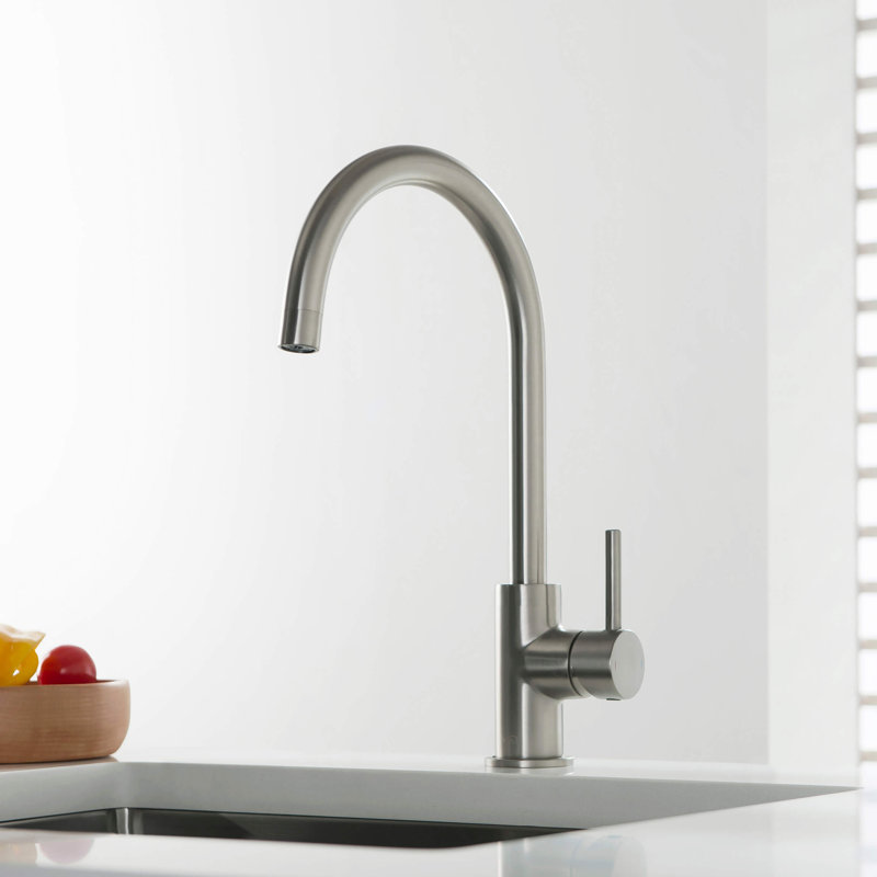 Robinet de bar Lowa Kibi avec accessoires, Nickel brossé, Sans distributeur de savon