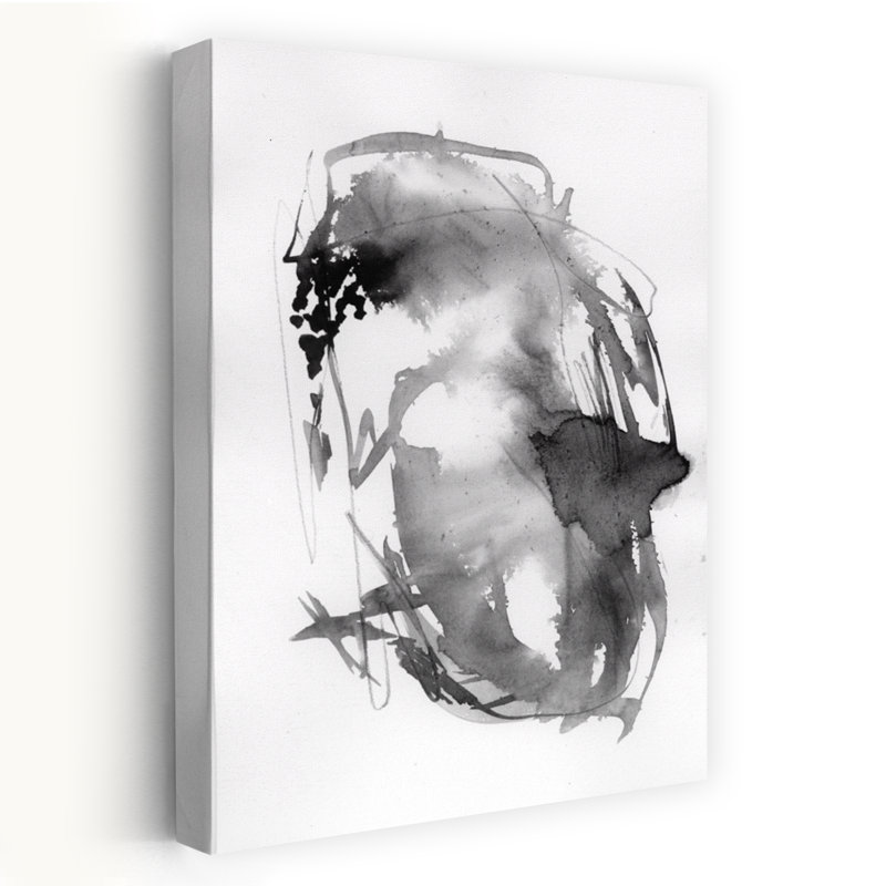 Abstrait noir fluide abstrait, impression d'art contemporain audacieux, 18" H x 12" W